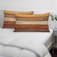 thumbnail image 3 of Farmhouse Burnt Orange Brown Pillow Covers, Linen Long Throw Pillow Case, Vintage Wooden Striped Holiday Pillow Protector Decorative Cushion Cover for Living Room/Bedroom 12" x 20", 3 of 8