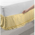thumbnail image 2 of Vintage Yellow Bed Skirt, Gingham Pattern with Bicolor Checkered Squares with Heart Motifs, Elastic Bedskirt Dust Ruffle Wrap Around for Bedding Decor, 4 Sizes, Mustard and White, by Ambesonne, 2 of 2