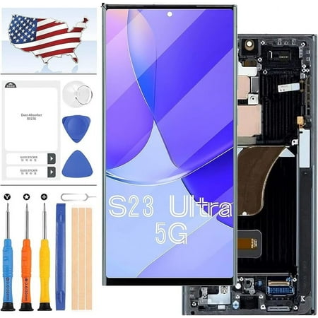 OLED for Samsung Galaxy S23 Ultra Screen Replacement Kit LCD Screen for Samsung Galaxy S23 Ultra SM-S918B, SM-S918B/DS, SM-S918U, SM-S918U1 LCD Display Touch Digitizer Panel Full Assembly Kits