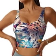 thumbnail image 2 of Lsque Vibrant Leopard In Flowers Printed Women'S Sports Bra, Compression, Moisture Wicking, High-Impact Sports Bra For Women,Supportive sports bra-Small, 2 of 9