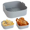 thumbnail image 3 of Revestimientos cuadrados de silicona para freidora de aire, 1 paquete de ollas de silicona reutilizables para freidoras de aire seguras para alimentos, accesorios para horno (8,2 pulgadas), 3 of 5
