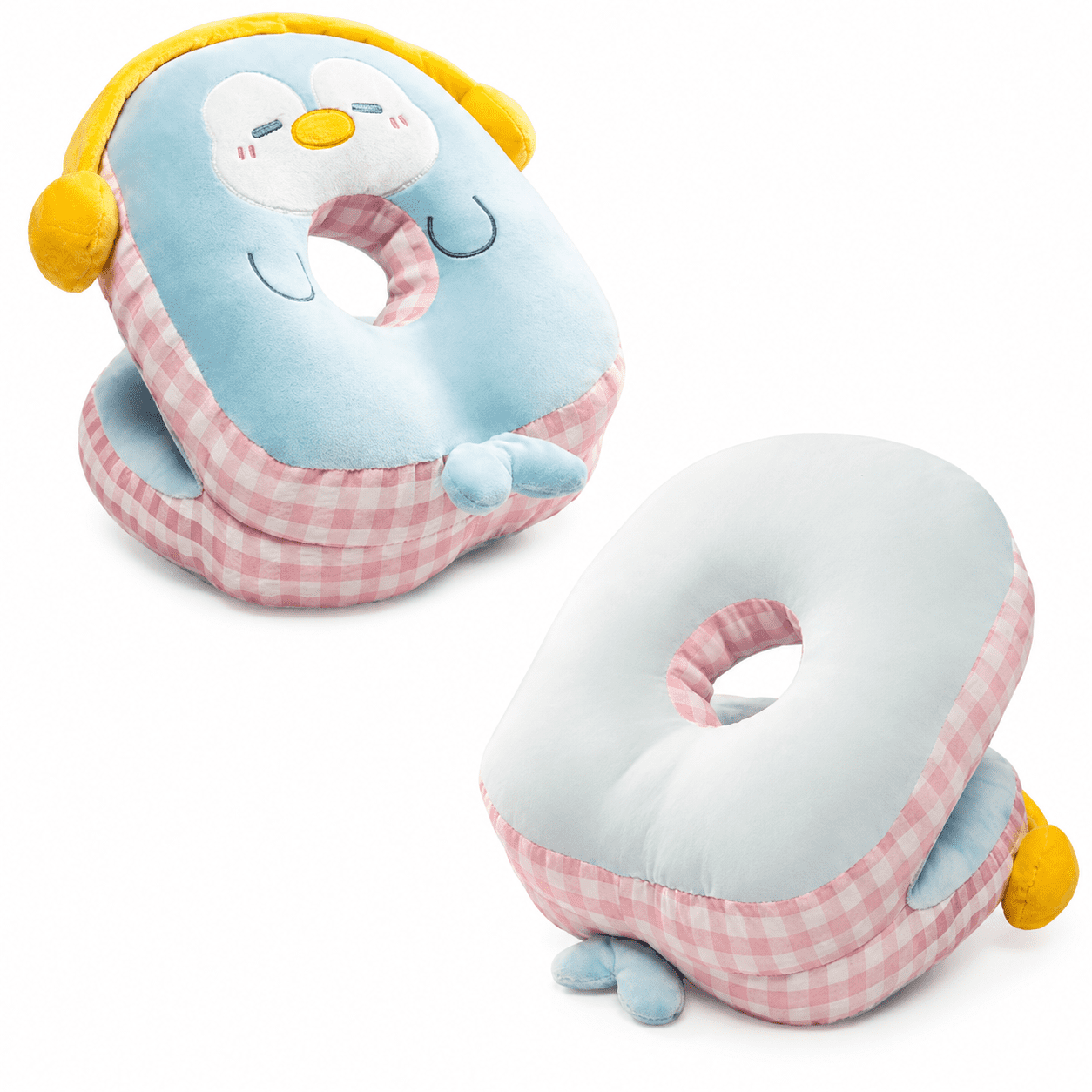 Double-Sided Cool & Soft Nap Pillow 30×25cm (11.8×9.8 in) – Cute Animal Plush Sleeping Cushion for Kids & Adults – Penguin, Cat, Dog, Bear Plush Travel, Office & Home Nap Pillow