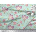 thumbnail image 3 of Soimoi Green Moss Georgette Fabric Leaves & Magnolia Floral Decor Fabric Printed Yard 42 Inch Wide, 3 of 3