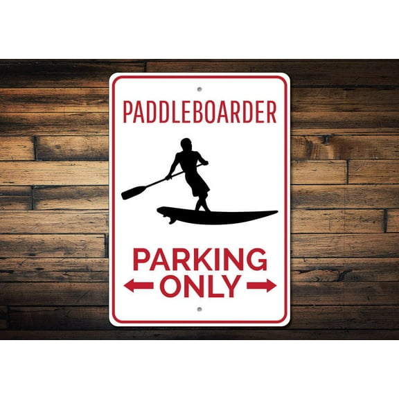 Paddleboarder Parking Novelty Sign, Metal Wall Decor - 10x14 inches