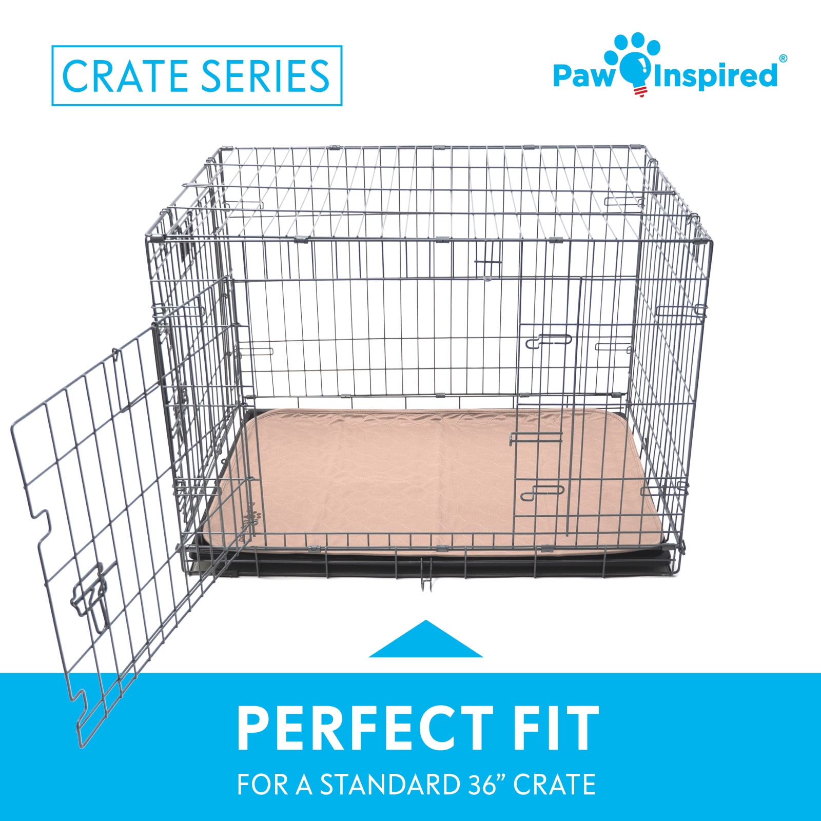 2ct Paw Inspired Dog Crate Pads Mats size 35x22” for Use with 36” Kennel and Crate | Washable Waterproof Dog Pee Pads