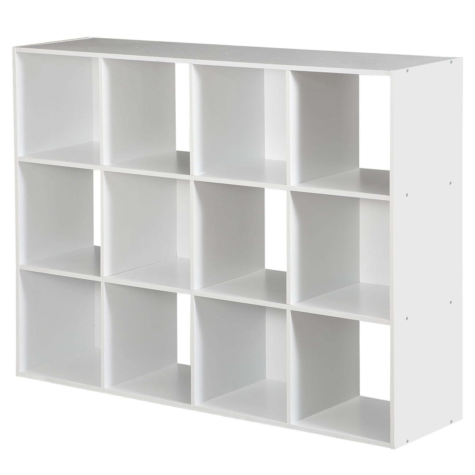 Favory 12 Cube Laminated Wood Reversible Stackable Open Bookcase Display Shelf Storage Organizer for Home and Office Organization, White