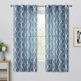thumbnail image 1 of SHILIU-Rings Lattice Moroccan Tile Print Curtains 54 Inches Long Quatrefoil Linen Textured Semi Sheer Curtain Grommet Window Treatment Set for Living Room Kitchen, Set of 2, 50 x 54 Inch, Blue, 1 of 4