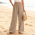 thumbnail image 2 of Wide Leg Pants Woman 2026 Spring Stretchy High Waist Palazzo Pants Work Casual Trendy Lounge Trousers with Pockets OIOLOYJM Khaki XL, 2 of 5