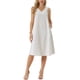thumbnail image 2 of Vestido de lino sin mangas para mujer Inspire Chic, con escote en V, cinturilla con lazo, corte A, vestido de verano con bolsillos, color beige, 2 of 6