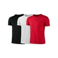 thumbnail image 2 of Yartina Youth 3 Pack Running Athletic Shirts Boys Short Sleeve Sport T Shirt Breathable Moisture Black&White&Red 140, 2 of 3