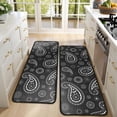 thumbnail image 4 of Kitchen Rugs Sets Of 2,Black Paisley and Floral Pattern Anti Fatigue Kitchen Mat Rugs Non Slip Washable,Decorative Kitchen Floor Mats for Kitchen,Sink,Laundry,17"x47"+17"x47", 4 of 5
