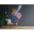 thumbnail image 4 of Glowneon Mexican Head Skull play guitar Neon Sign, Halloween Decor, 4 of 4