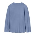 thumbnail image 5 of Women's Loose-Fitting Solid-Color Button-Up Long-Sleeved Round-Neck Pullover Knit Sweater Top for Fall Winter Button Front Style,Light Blue,L, 5 of 6