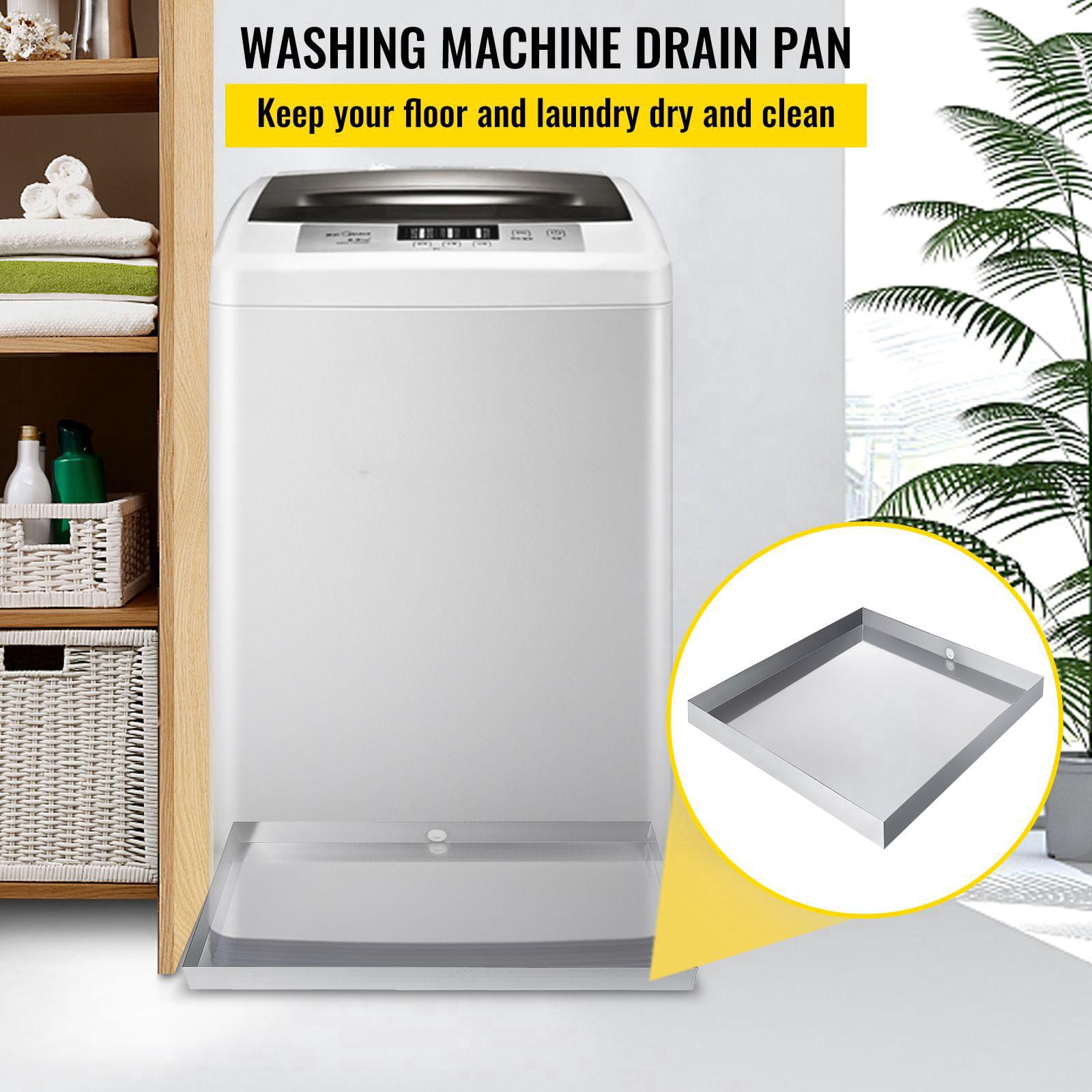 32 x 32 x 2.5 Inch 18 GA 304 Stainless Steel Heavy Duty Washing Machine Drip Tray with Drain Hole and Hose Connector