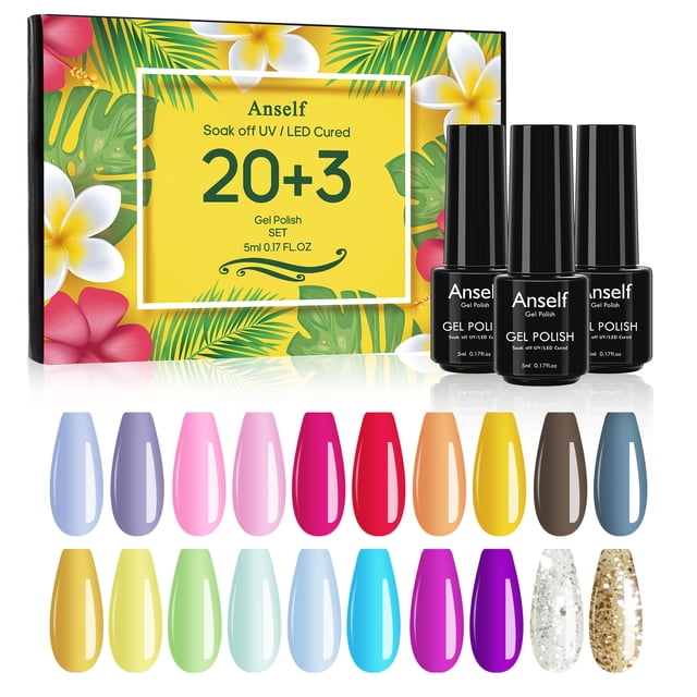 Juego de esmalte en gel profesional: 20 colores + base, brillo y acabado mate, ideal para salón o uso en casa. Fácil aplicación, secado rápido con lámpara UV, apto para uñas naturales y postizas.