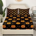 thumbnail image 2 of Funny Pumpkin Bedding Fitted Sheet Cute Halloween Bed Sheet Set Orange Black Bedding Sheets Cartoon Festival Decor Bed Cover with 2 Pillowcase 3Pcs Bedding Queen, 2 of 5