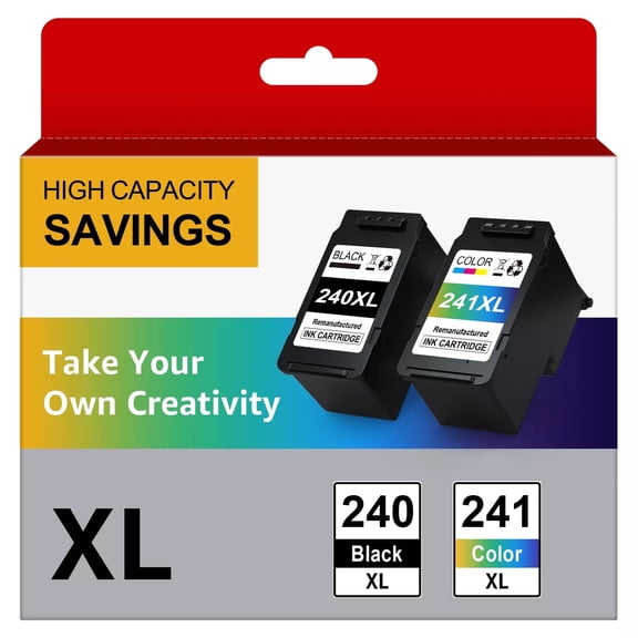 240XL and 241XL Ink Cartridge Replacement for Canon Ink 240 and 241 for Pixma MG3620 TS5120 MG2120 MG3520 MX452 MX512 MX532 MX472 Printer, 2 Packs