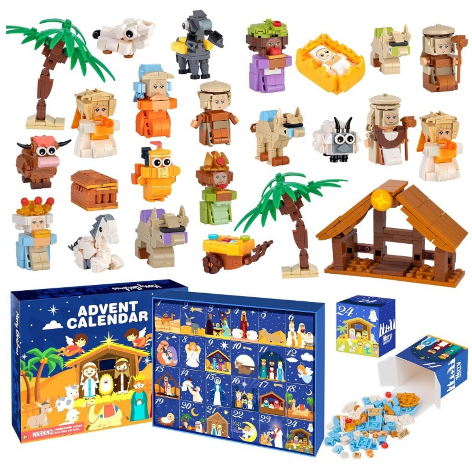 Nativity Building Blocks Advent Calendar 2026, 24 Days of Nativity Scene Set Building Blocks Christmas Countdown STEM Toy XMAS Surprises Advent Calendars for Boys, Girls, Teens, Adults Ages 6+