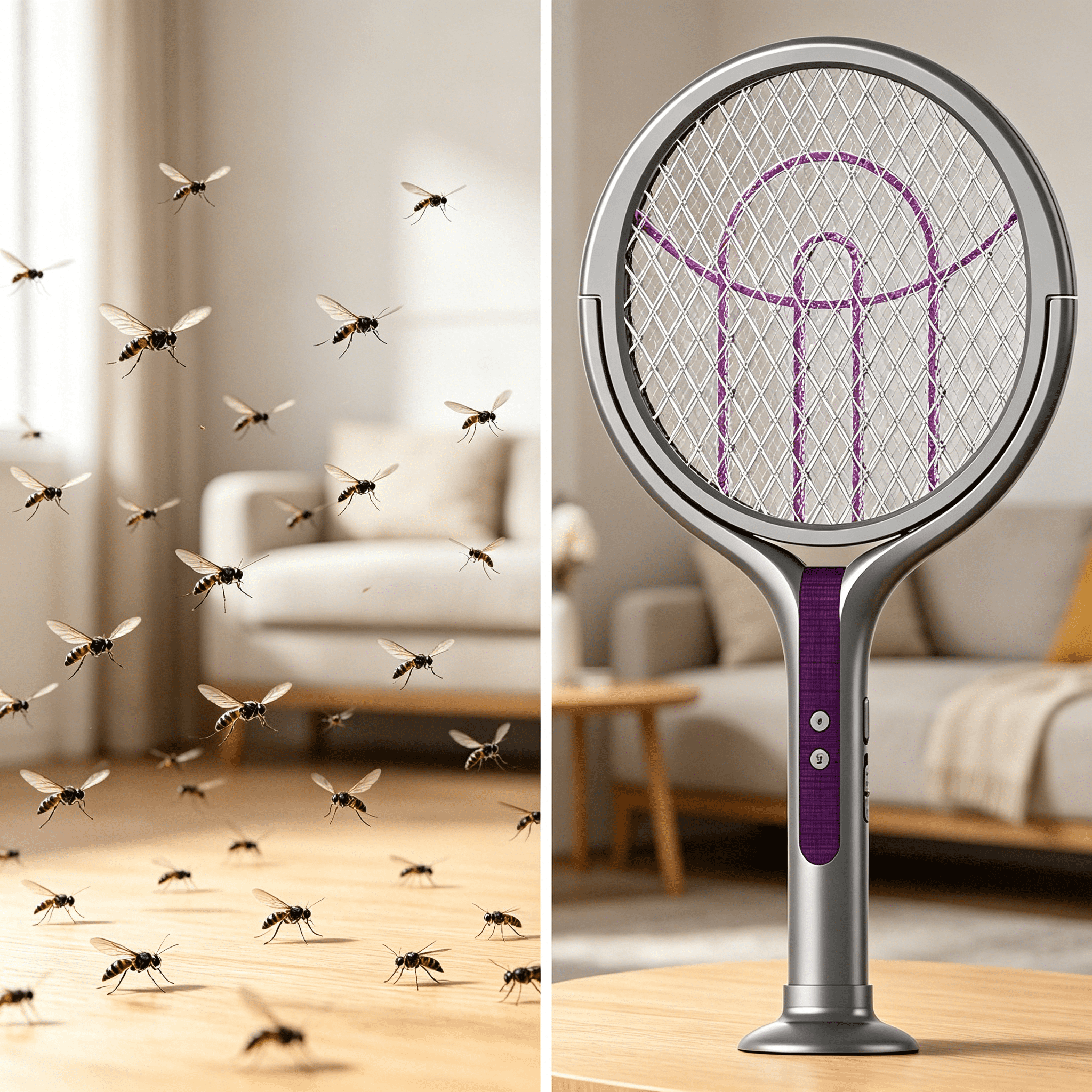 HIBIBUD 2026 New Rotating Head Bug Zapper Racket Electric Fly Swatter for Indoor (Short Type) for Homes, Kitchens, Offices, Living Rooms, Pest Control, Fly and Insect Removal.
