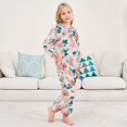thumbnail image 6 of Fluffy Pajamas Set Fuzzy Winter Warm Pj Sets Pullover Tops and Long Pants Coral and Teal Floral Pattern Large, 6 of 8