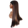 thumbnail image 4 of WXLCISI Brown Long Straight Headband Wig For Black Women Dark Brown Headband Wig Natural Look 150% Density Synthetic Wig Heat 27 Inches, 4 of 9