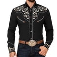 thumbnail image 6 of Conairie Western Shirts for Men Embroidered Cowboy Shirts Button Down Long Sleeve Shirt with Floral Design Black2 XXL, 6 of 6