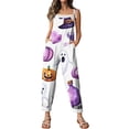 thumbnail image 6 of Halloween Jumpsuits for Women Casual Comfy Cotton Linen Lounge Clothes Funny Floral Print Overalls with Pockets, 6 of 7