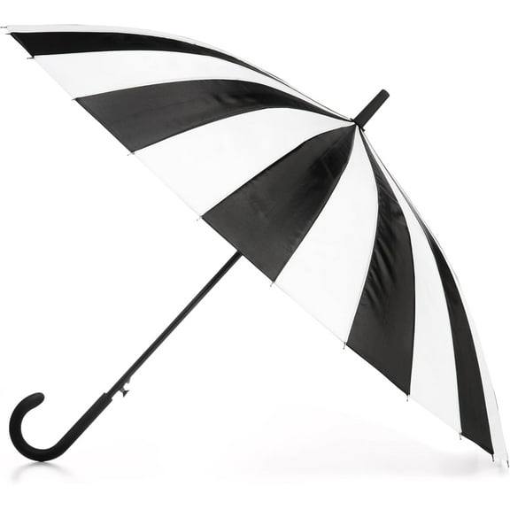 Large Eco Auto-Open 24 Rib Stick Umbrella with a Classic J Hook Curved Handle and water repellant
