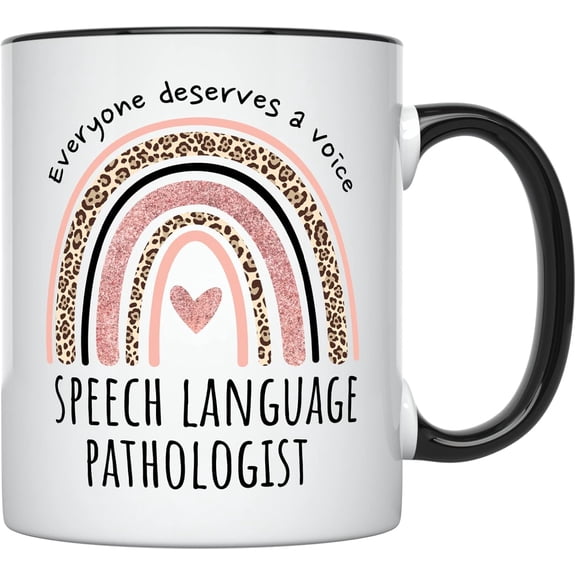 YouNique Designs Everyone Deserves a Voice SLP Mug, 11 Ounces, Speech Language Pathology Coffee Mug, Speech Language Pathology Cup for Women, Speech Language Pathologist Mug for Her (White)
