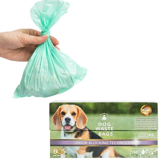 BOS Odor-Sealing Dog Poop Bags for Pet Waste - Disposal Bags - Scent-Free (100 bags) [Size: XS, Color: Light Mint Green]