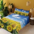 thumbnail image 2 of Ambesonne Sunflower Fitted & Top Sheet Set with Shams, Fresh Field Country, Blue Green Yellow, 2 of 5