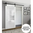 thumbnail image 3 of Sliding Barn Door 32 x 80 with Hardware | Quadro 4002 White Silk with Frosted Opaque Glass | Top Mount 6.6FT Rail Hangers Sturdy Set | Lite Wooden Solid Panel Interior Doors, 3 of 6
