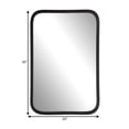 thumbnail image 5 of 30 Inch Wood Rectangular Wall Mirror, Rounded Corners, Black, Saltoro Sherpi, 5 of 5