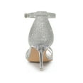 thumbnail image 2 of BLISSFUL STEP Women's Glitter Ankle Straps Stiletto Clear Heels Sandals Silver 6, 2 of 7