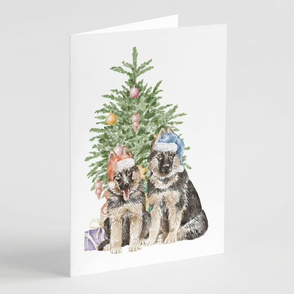 Carolines Treasures CK8236GCA7P German Shepherd Momma Baby Christmas Presents and Tree Greeting Cards and Envelopes Pack