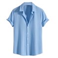 thumbnail image 2 of pstuiky camisetas para hombre, Camisa informal de manga corta con solapa de color liso para hombre ropa de hombre xxl, 2 of 5