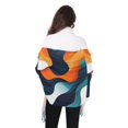 thumbnail image 4 of FORMRS Womens Scarf Winter Soft Long Big Warm Shawls Wrap Tassel Scarves, Green Abstract Wavy, 4 of 9