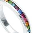 thumbnail image 2 of Sterling Silver Jewelco London Multi Colour CZ Rainbow Full Eternity Ring 3.5mm, 2 of 7