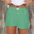 thumbnail image 2 of Lenpel Boxer Shorts for Women Summer Elastic High Waisted Plaid Sleep Lounge Shorts Casual Beach Shorts, 2 of 7