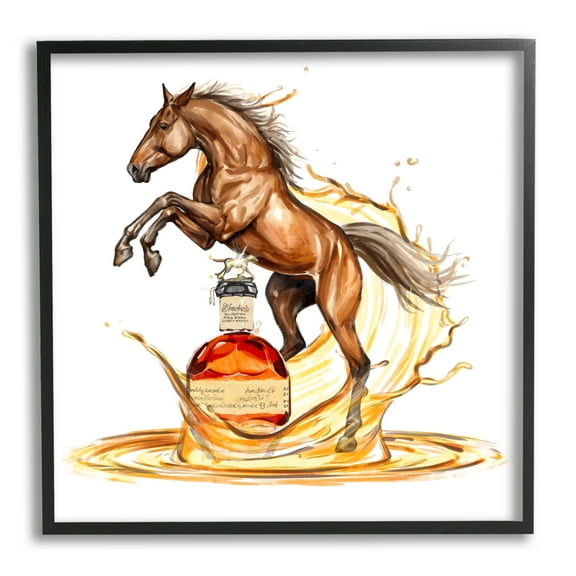 Stupell Industries Horse & Whiskey Bottle Animals & Insects Painting Black Framed Art Print Wall Art, 12 x 12