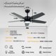 thumbnail image 5 of Vagizm Ventilador de Techo de 42 Pulgadas con Luz - Ventilador de Techo Moderno de 5 Aspas para Sala de Estar y Recámara - Motor CC Silencioso - 3 Cct - 6 Velocidades - Regulable - Función Reversible - Negro, 5 of 8
