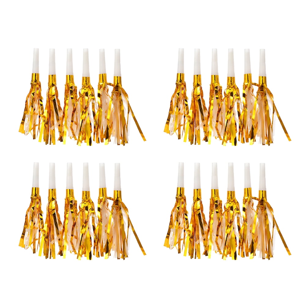 Glitter Metallic Fringed Noise Makers Gold Musical Blowouts Silver Party Noisemakers for New