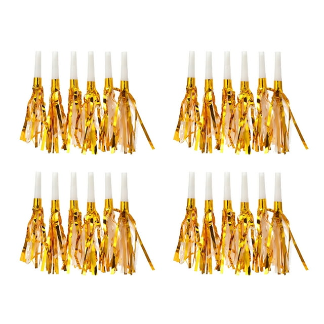 Glitter Metallic Fringed Noise Makers Gold Musical Blowouts Silver