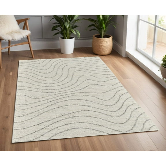 4' X 6' Cream and Beige Abstract Area Rug