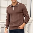 thumbnail image 2 of FYDUU Mens Crewneck Sweater Knit Sweater Jacket Full Zip Front Stand Collar Warm Soft Comfortable Casual Outwear Fall Winter Knitted Sweater for Men, 2 of 9