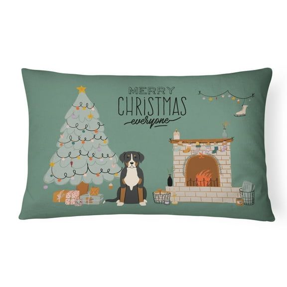 Carolines Treasures CK7600PW1216 Greater Swiss Mountain Dog Christmas Everyone Canvas Fabric Decorative Pillow 12H x16W