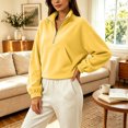 thumbnail image 4 of BUIGTTKLOP Cropped Sweatshirts for Women Lightfleece Lined Half Zip Collared Pullover Tops Loose Fit Comfy Top Fall Fashion Outfits Clothes, 4 of 8