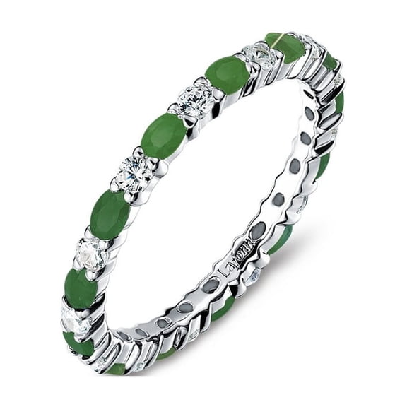 Lafonn Birthstone Sterling Silver Platinum Plated Lassire MAY Ring (2.34 CTTW)