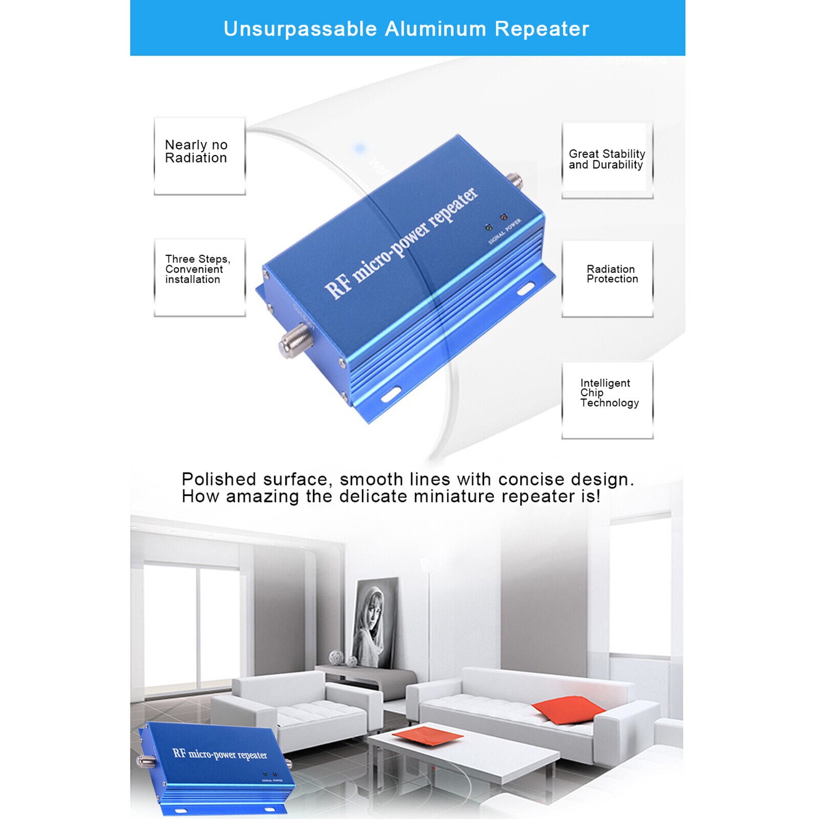 Mobile Signal Repeater Booster Amplifier CDMA850MHz, 2G 3G 4G Cell Phone Call Signal Repeater + Yagi Antenna for Boosting Extending Phone Signal Coverage
