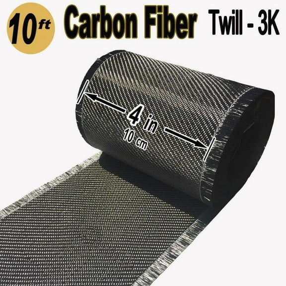 4 in x 1 FT - Carbon Fiber FABRIC-2x2 Twill WEAVE-3K - 220g-Black